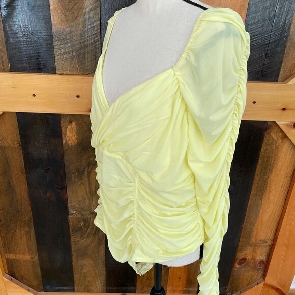 NWT Fashion Nova Can You Handle This Ruched yellow thong bodysuit suit size 1X - Picture 9 of 9